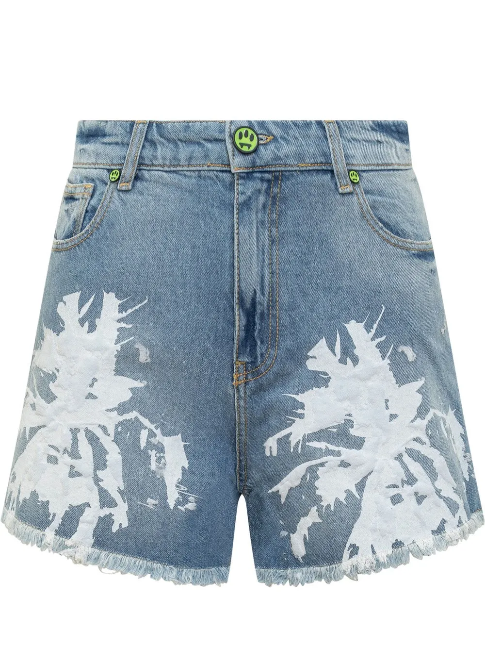 BARROW Shorts in Jeans con Stampa Materica  