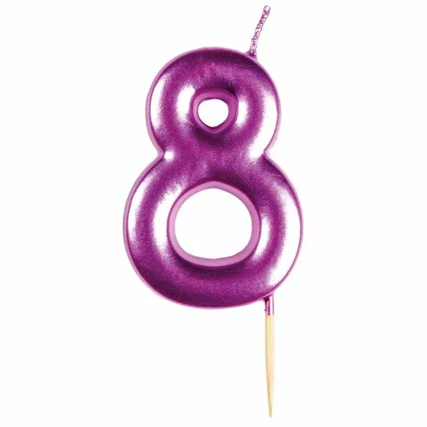 Candela per torta numero 8 rosa metallizzato