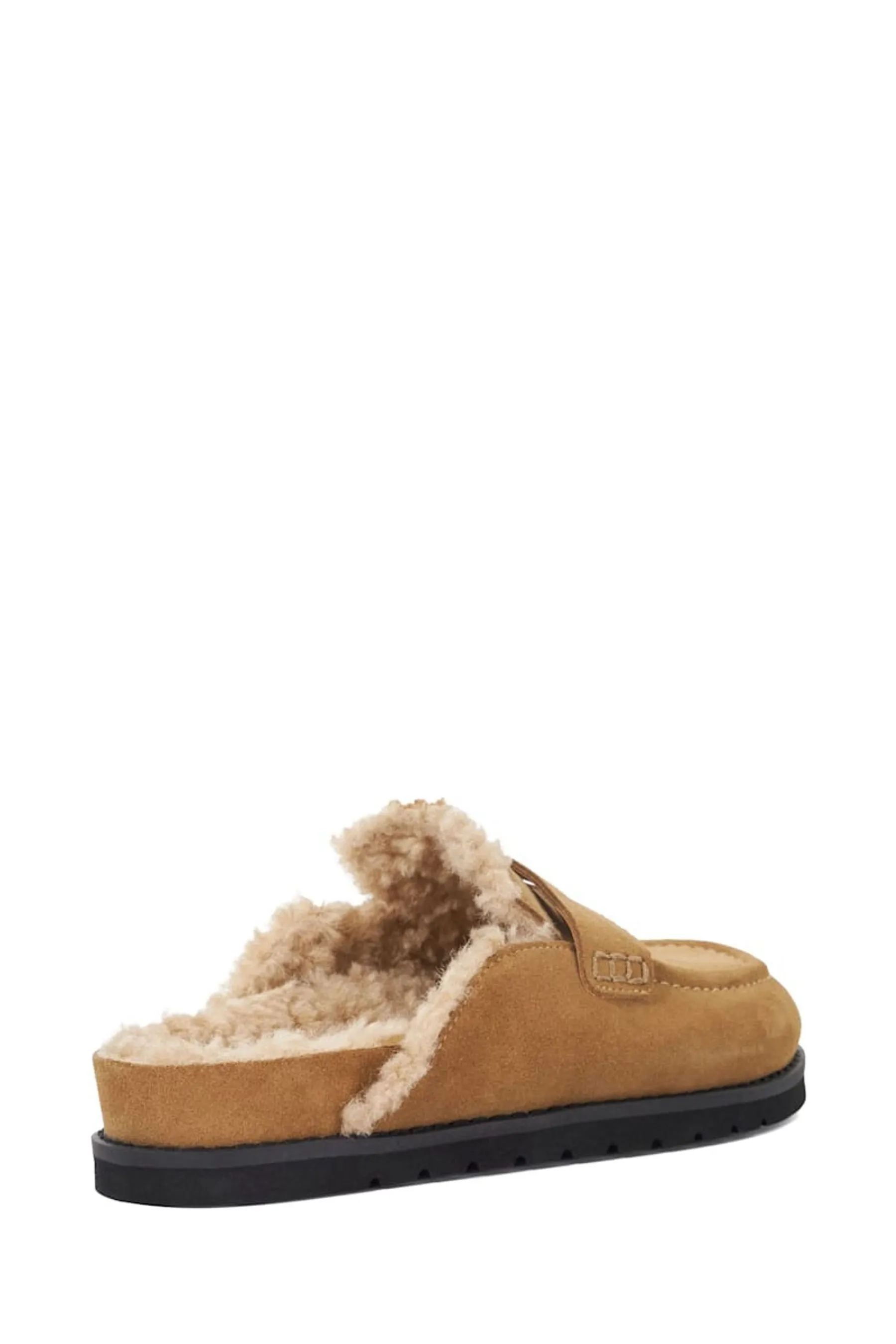 Dune London - Mocassini dorato aperti sul retro con fodera in shearling