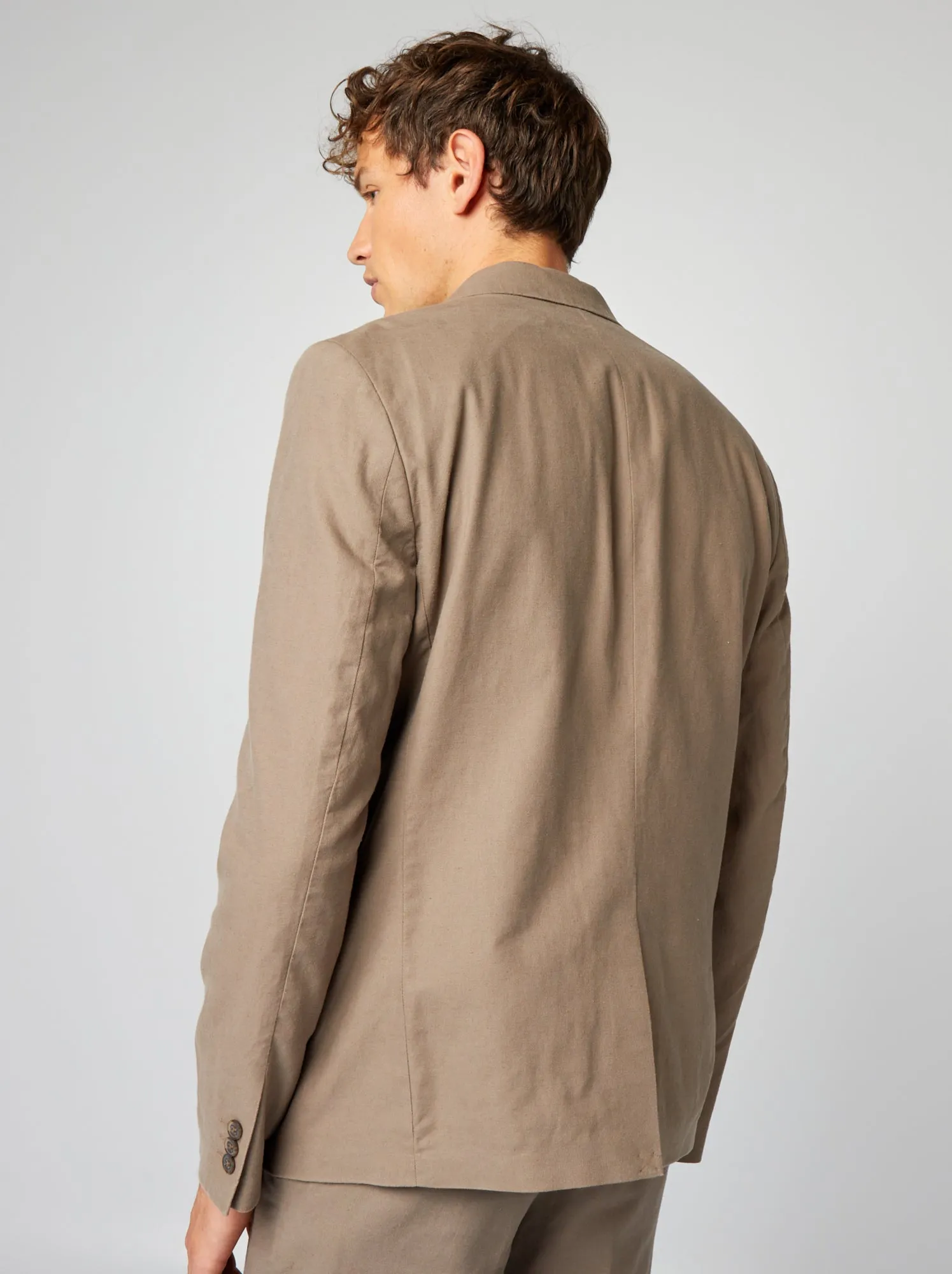 Giacca slim in misto lino - BEIGE