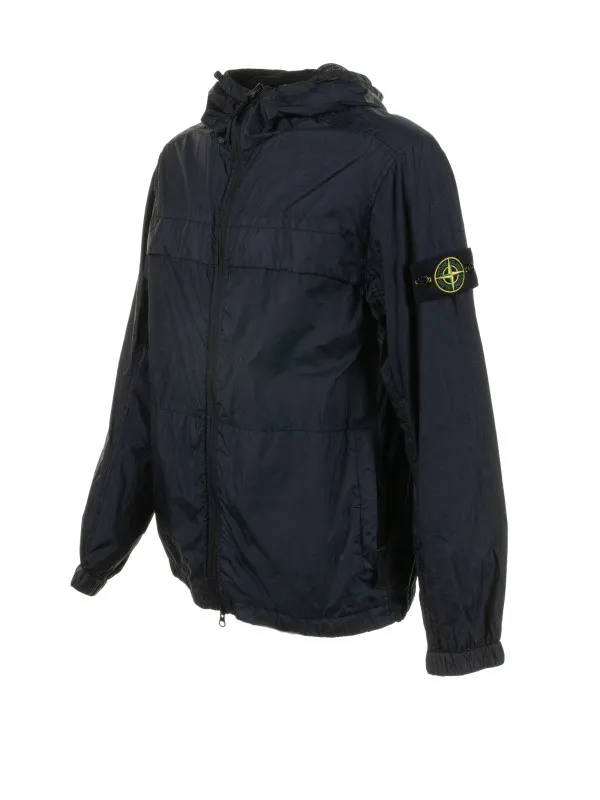Navy blue jacket with zip and hood