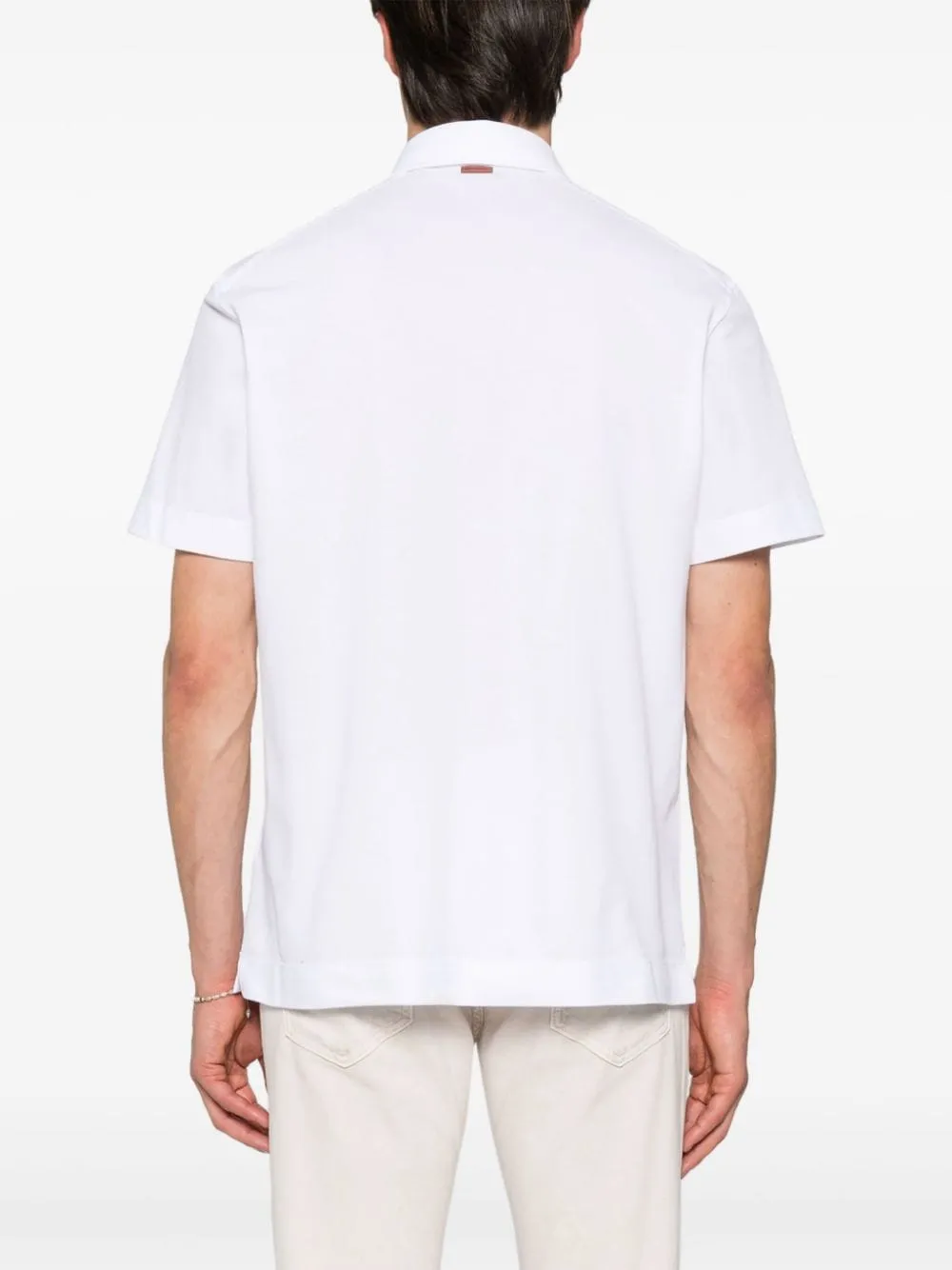 Polo con logo in bianco zegna - uomo