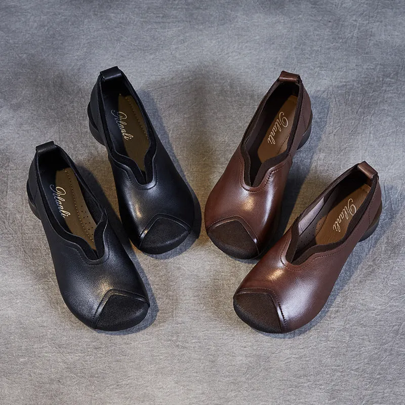 Scarpe casual in morbida pelle patchwork retrò da donna