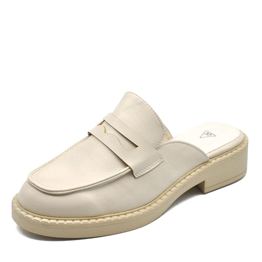Scarpe Mule Mocassini Sandali Ciabatte Da Donna MP302-12 nero beige