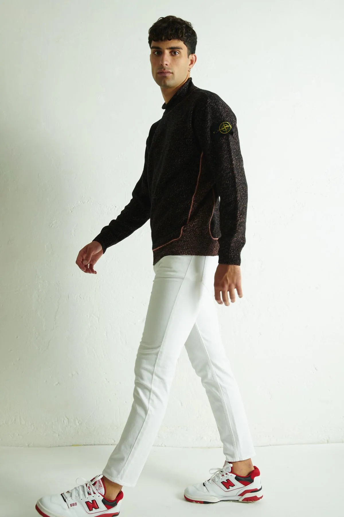 STONE ISLAND Maglia con collo a rollino in lana melange