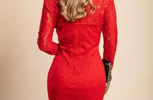 Vestito in pizzo Madily, rosso