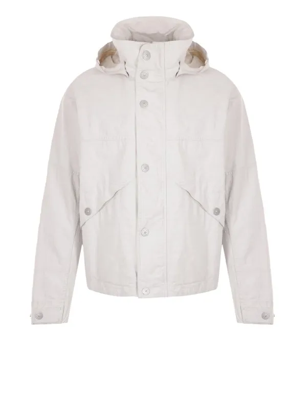 White jacket with buttons and hood